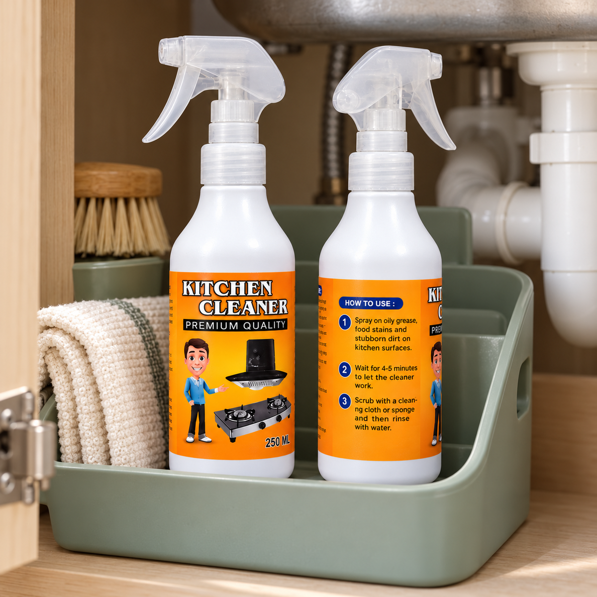 Kitchen & Bathroom Cleaning Spray (250 ml × 2) — One for now. One ready for later.