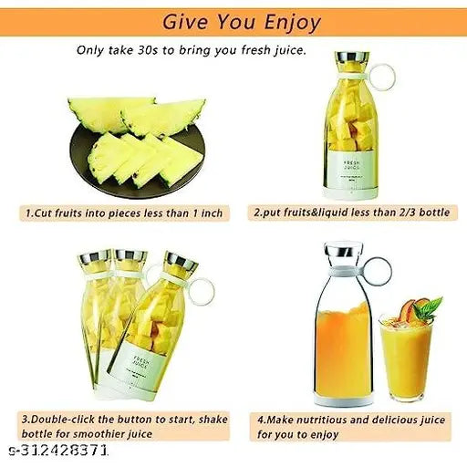 Electric Portable Mini Juicer Bottle | Wireless Personal Size Juicer Blender — From fruit pieces to your glass