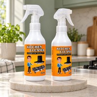 Two 250 ml Kitchen Cleaner bottles on an ivory and sage studio platform